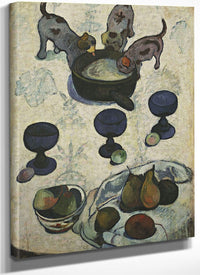 Still Life With Three Puppies By Eugene Henri Paul Gauguin Fine Art Print