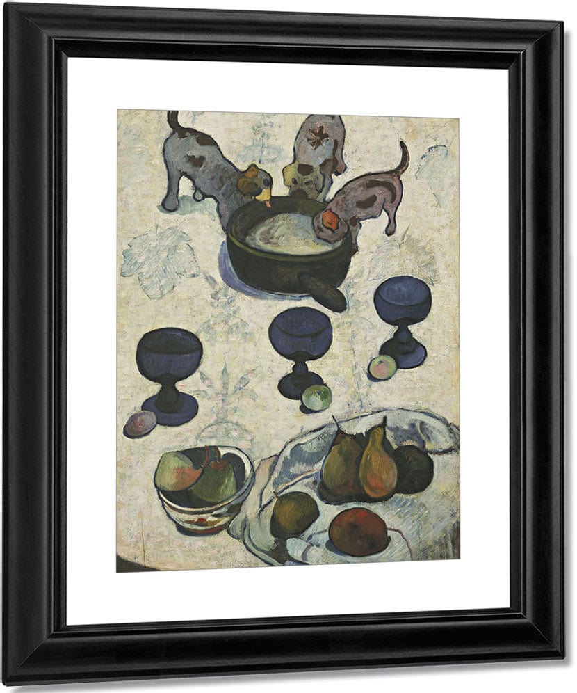 Still Life With Three Puppies By Eugene Henri Paul Gauguin Fine Art Print