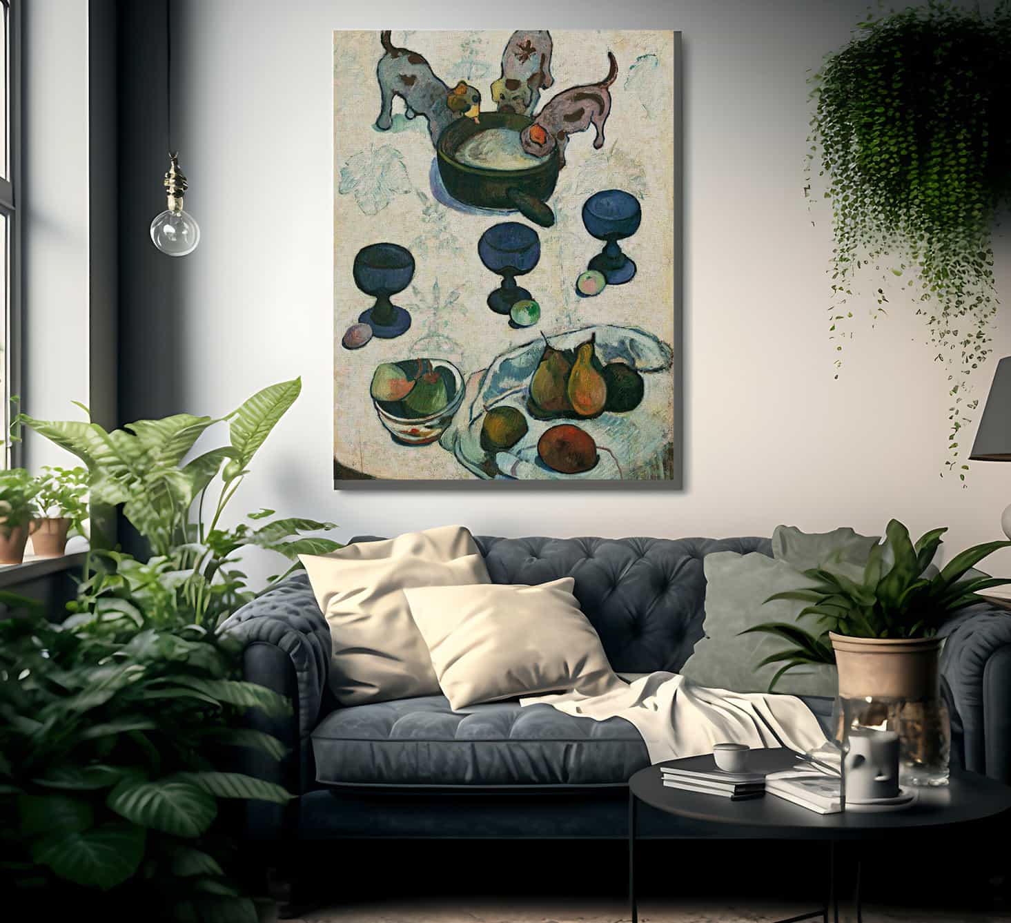 Still Life With Three Puppies By Paul Gauguin Fine Art Print