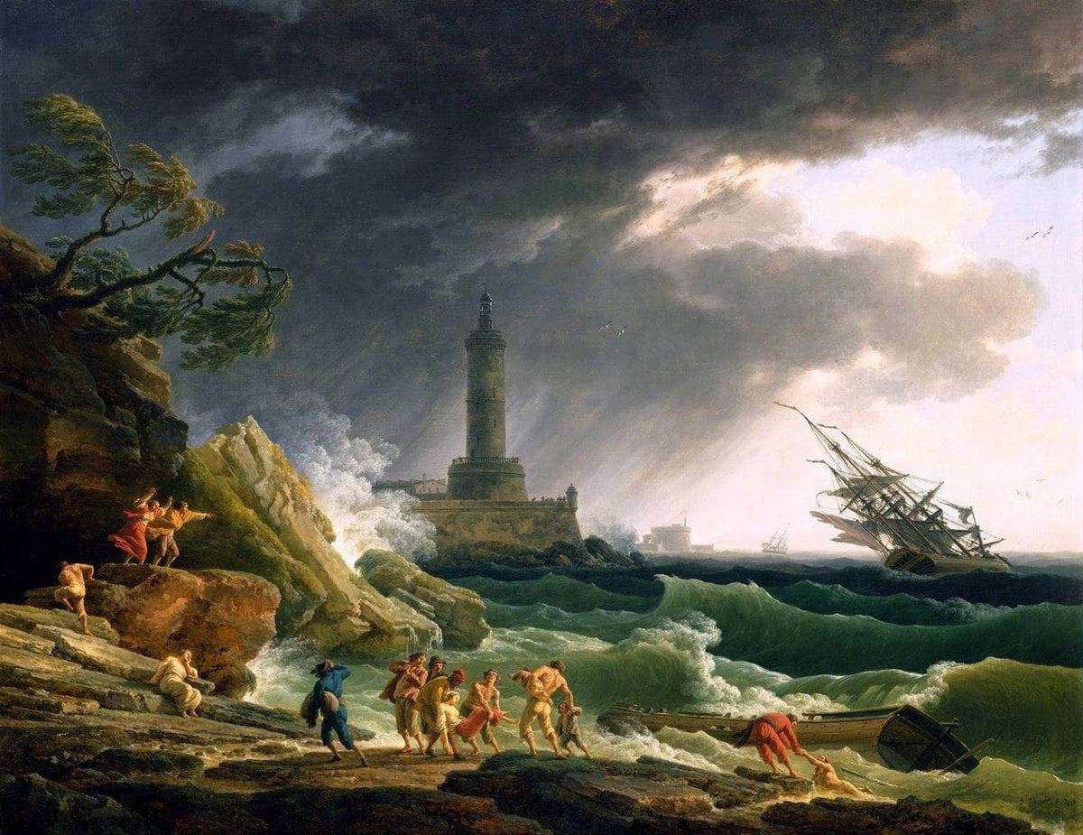 Storm On A Mediterranean Coast Painting Claude Joseph Vernet Canvas Art Fine Art Print