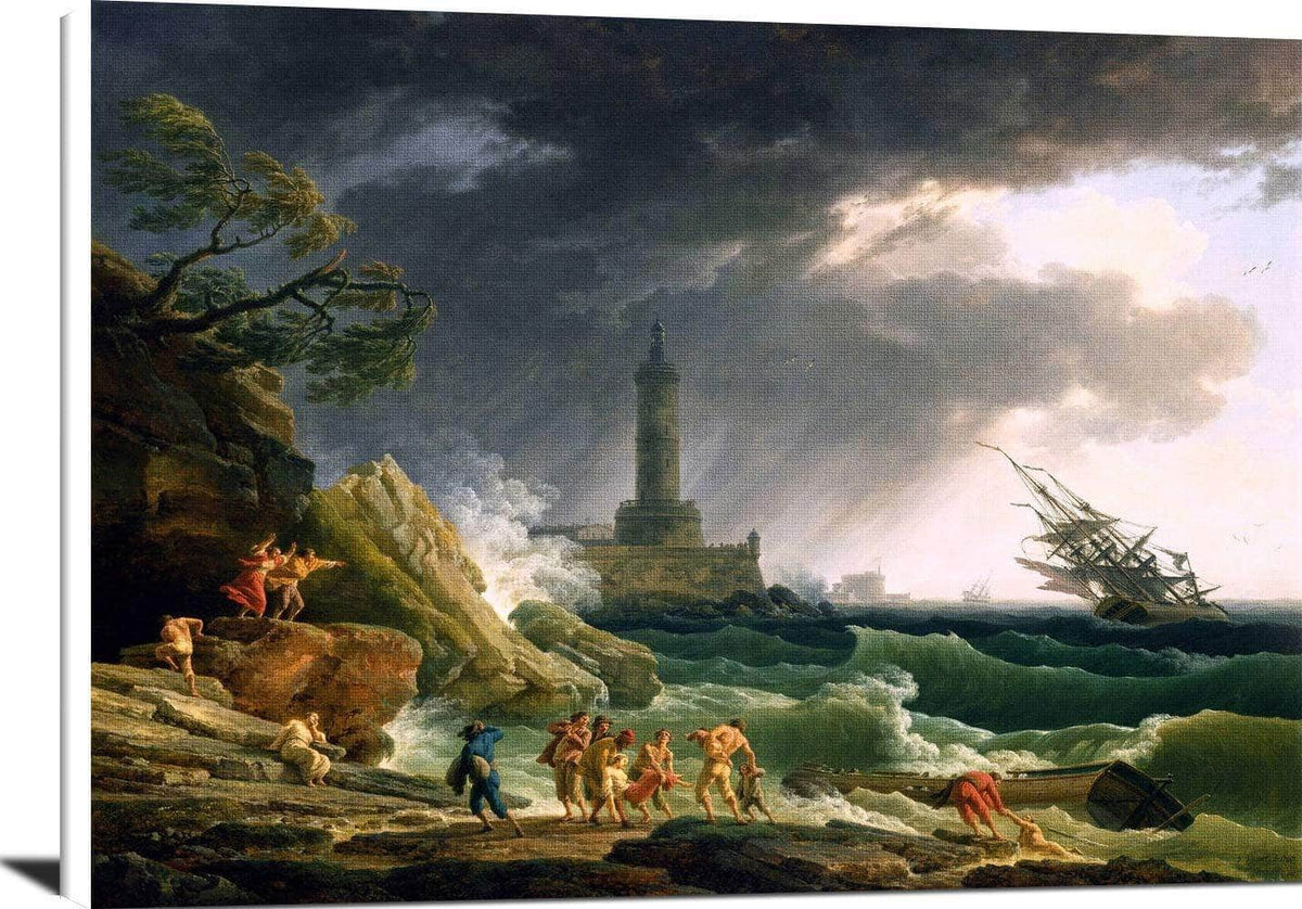 Storm On A Mediterranean Coast Painting Claude Joseph Vernet Canvas Art Fine Art Print