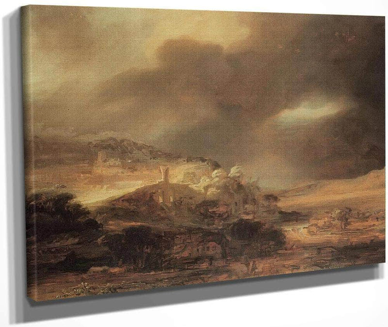 Stormy Landscape, By Rembrandt Fine Art Print
