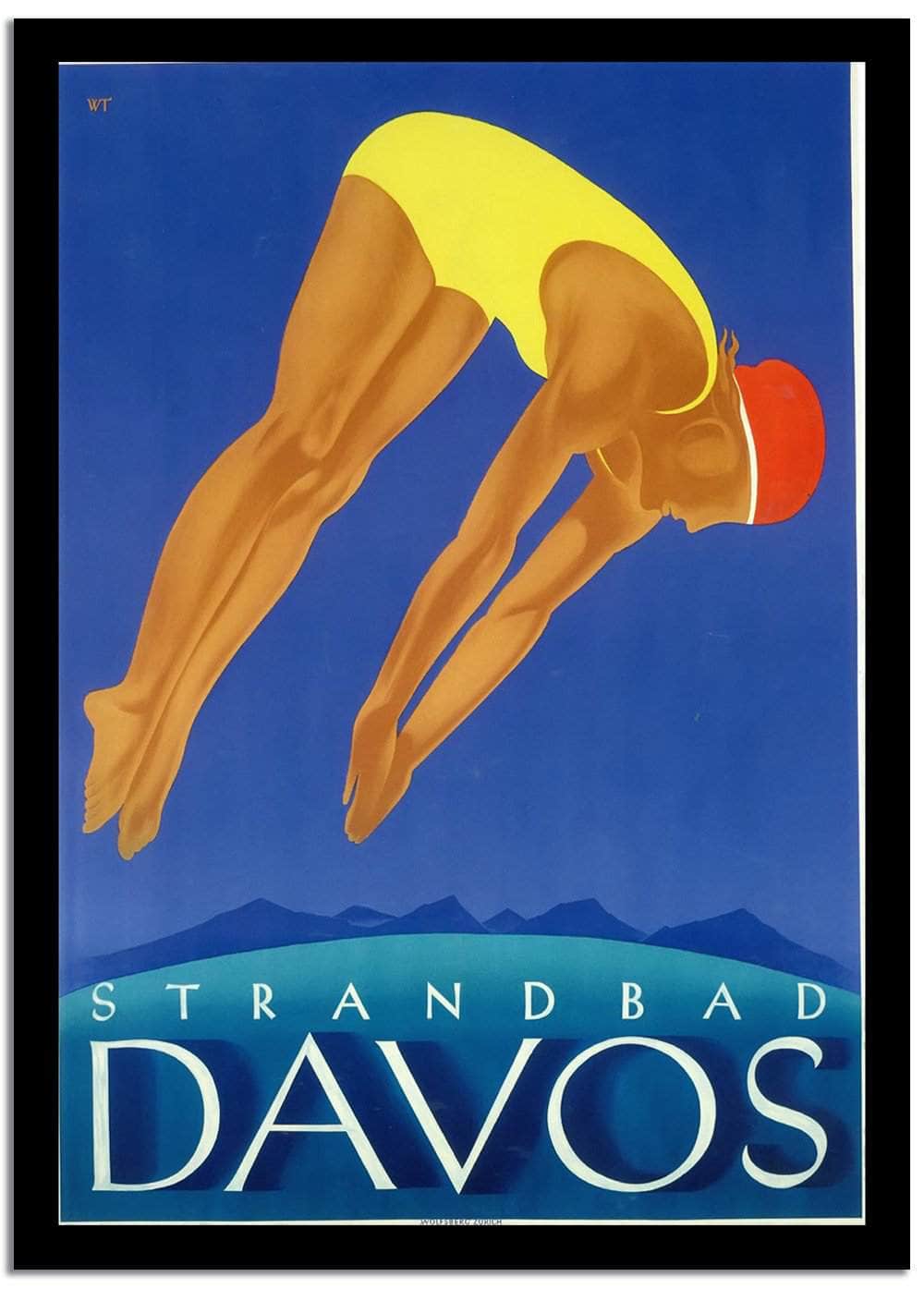 Strandbad Davos Vintage Travel Advertisement Fine Art Print