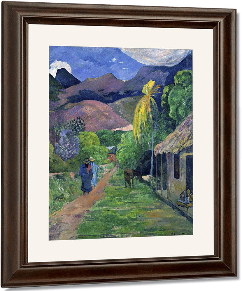 Street In Tahiti By Eugene Henri Paul Gauguin Fine Art Print