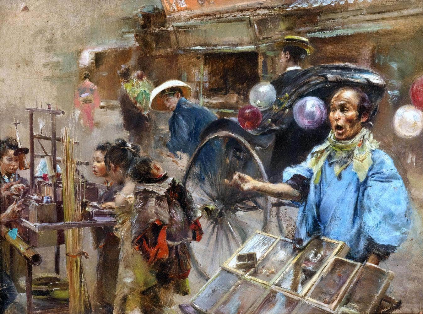Street Market Painting Robert Frederick Blum Canvas Art Fine Art Print
