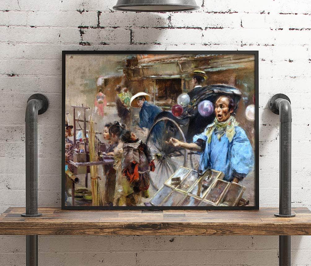 Street Market Painting Robert Frederick Blum Canvas Art Fine Art Print