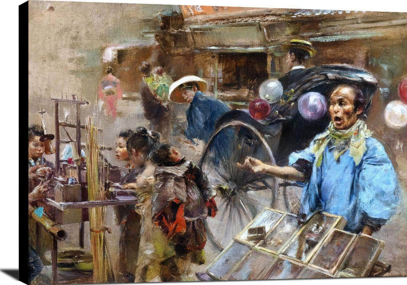 Street Market Painting Robert Frederick Blum Canvas Art Fine Art Print