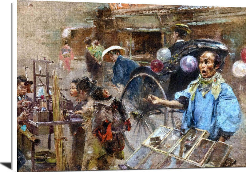 Street Market Painting Robert Frederick Blum Canvas Art Fine Art Print