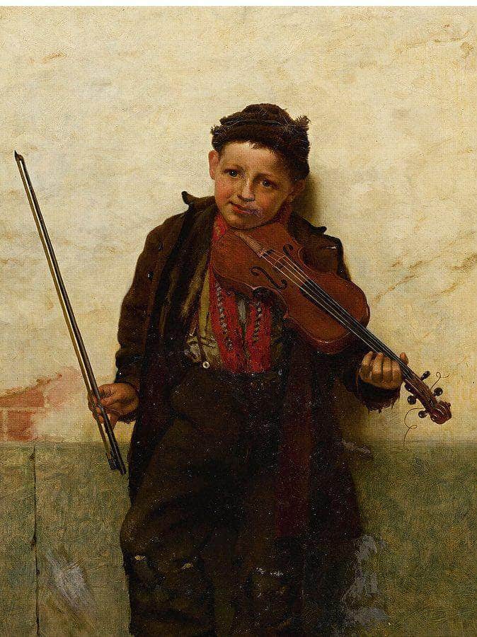 Street Musician By John George Brown Fine Art Print