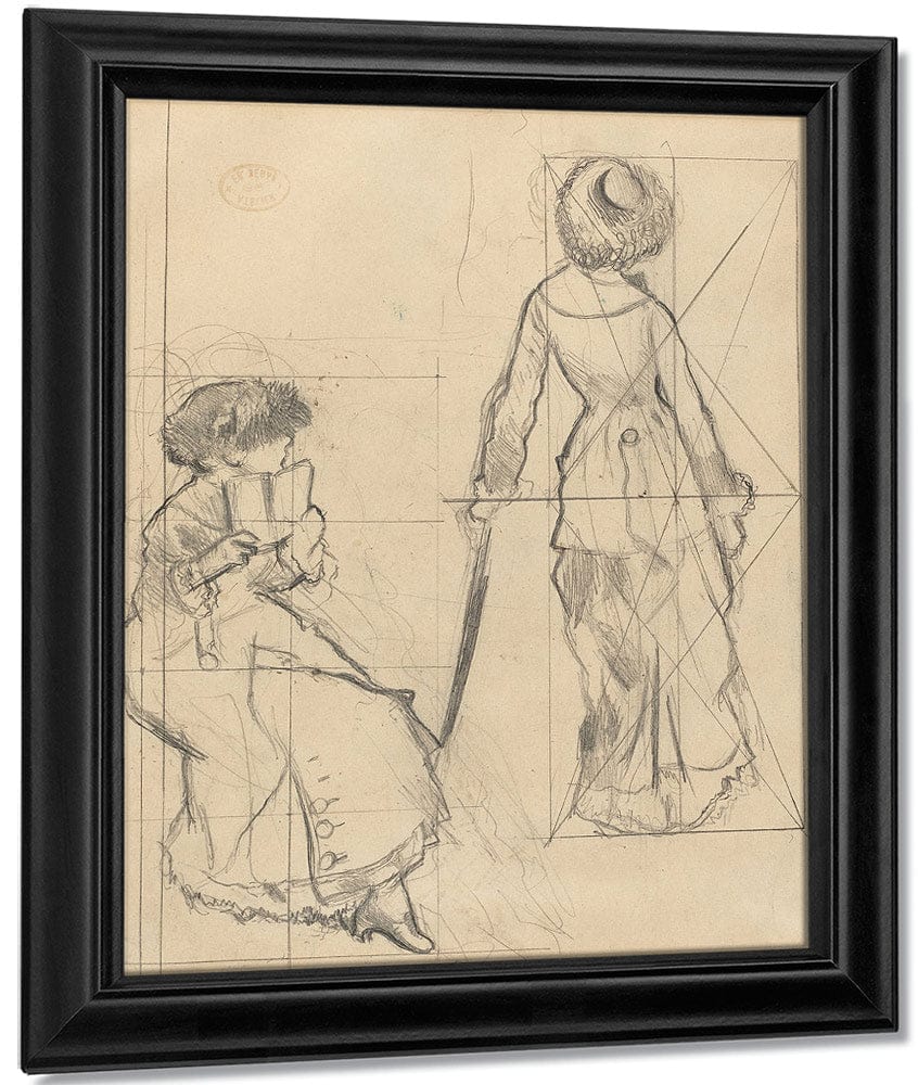 Study For Mary Cassatt At The Louvre The Etruscan Gallery [Recto] By Edgar Degas Fine Art Print