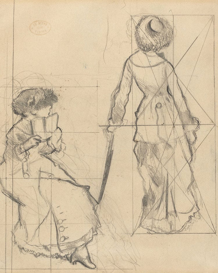Study For Mary Cassatt At The Louvre The Etruscan Gallery [Recto] By Edgar Degas Fine Art Print