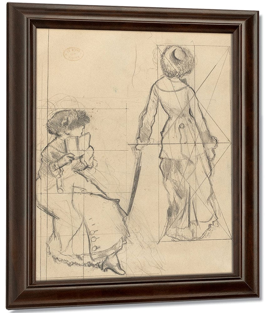 Study For Mary Cassatt At The Louvre The Etruscan Gallery [Recto] By Edgar Degas Fine Art Print