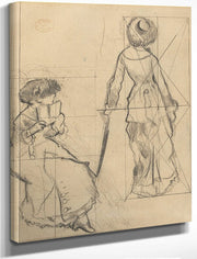 Study For Mary Cassatt At The Louvre The Etruscan Gallery [Recto] By Edgar Degas Fine Art Print