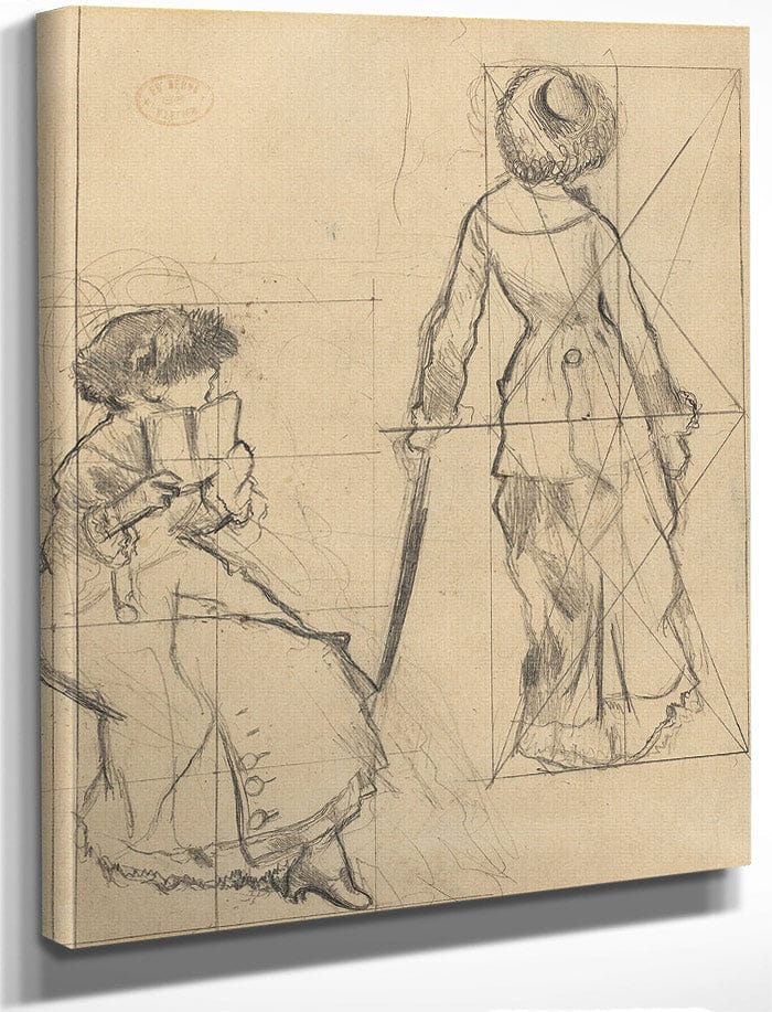 Study For Mary Cassatt At The Louvre The Etruscan Gallery [Recto] By Edgar Degas Fine Art Print