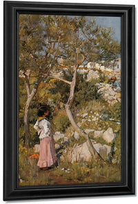 Study Of A Garden On Capri By John Waterhouse Fine Art Print