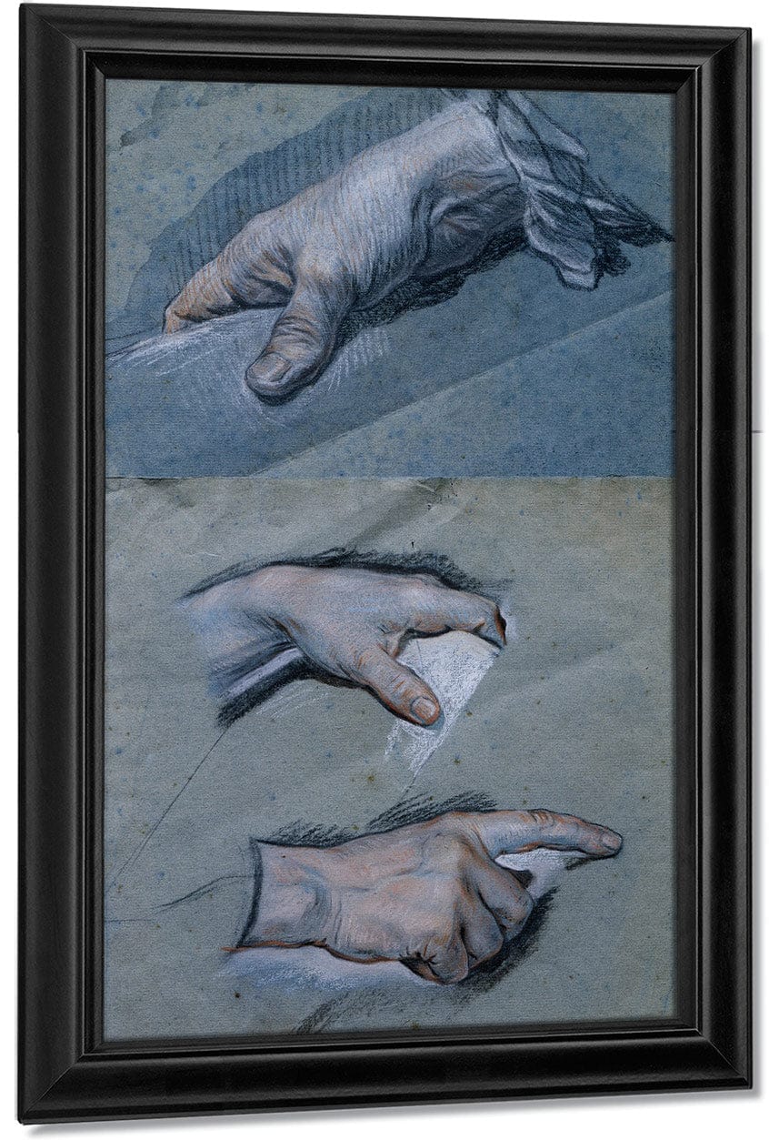 Study Of The Hands Of A Man By Maurice Quentin De La Tour Fine Art Print