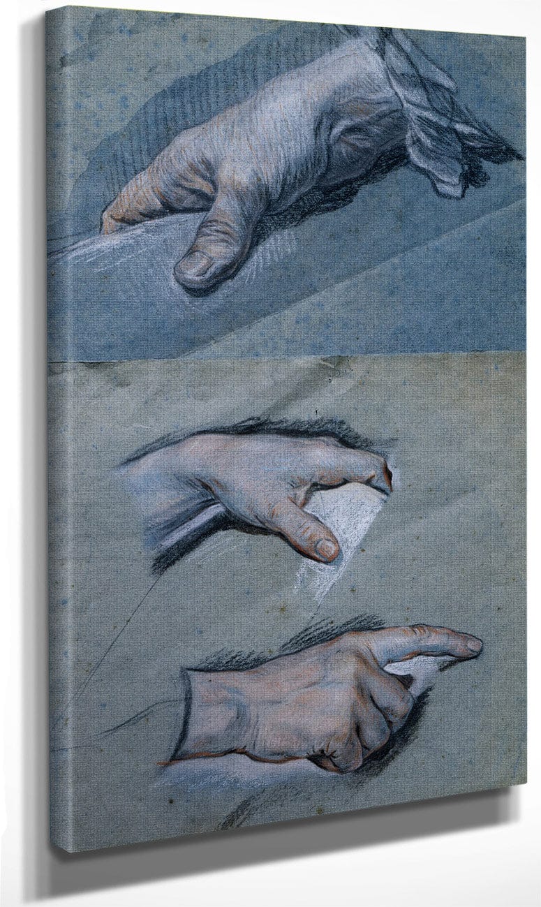 Study Of The Hands Of A Man By Maurice Quentin De La Tour Fine Art Print