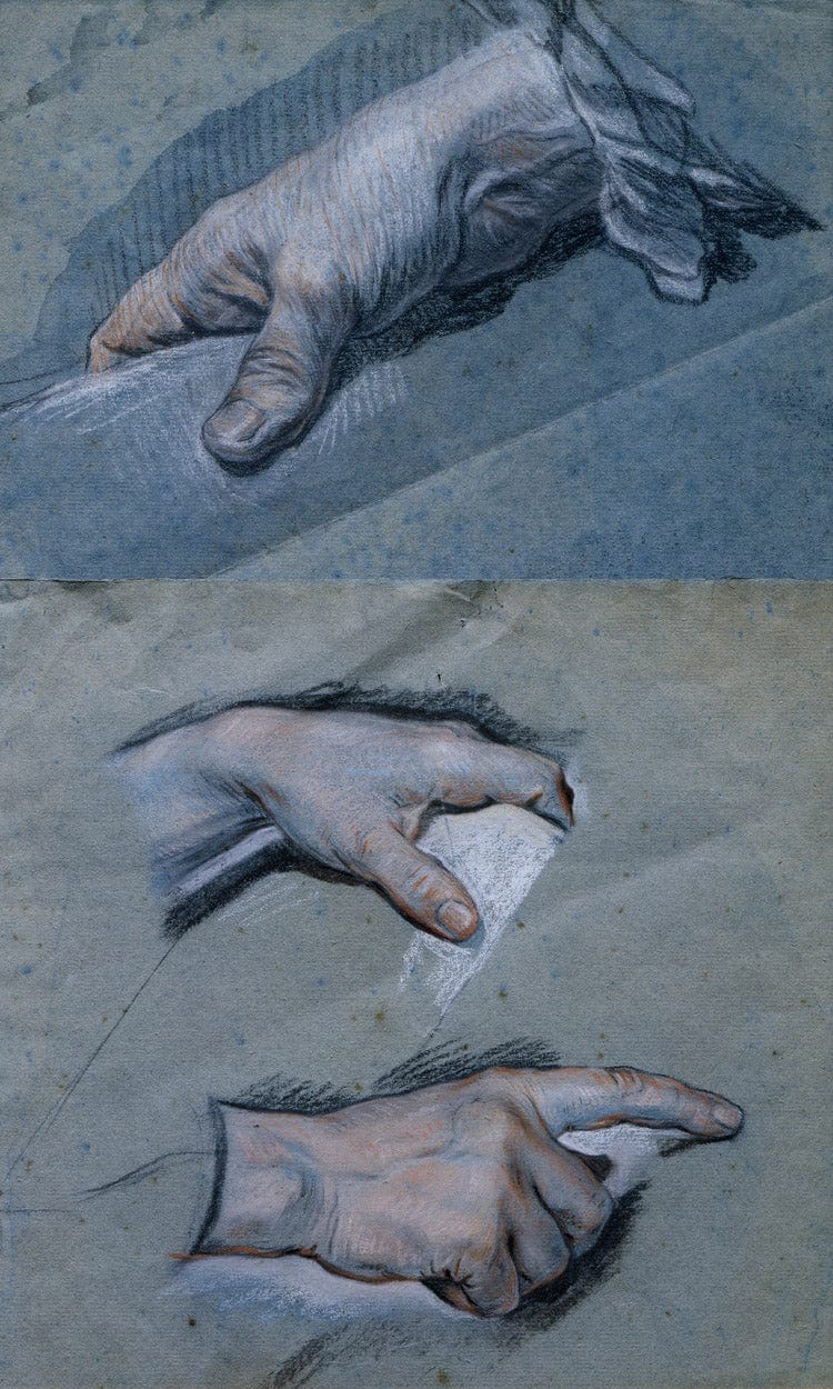 Study Of The Hands Of A Man By Maurice Quentin De La Tour Fine Art Print