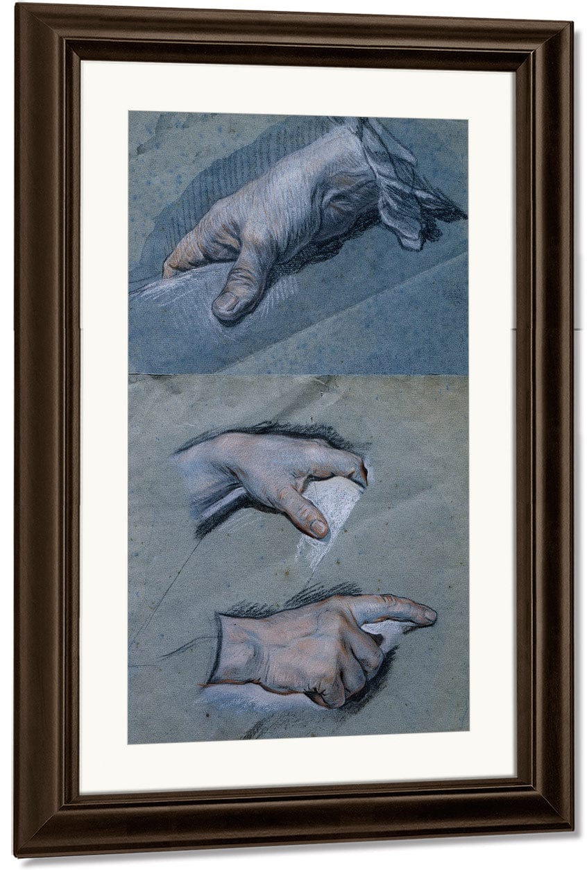 Study Of The Hands Of A Man By Maurice Quentin De La Tour Fine Art Print