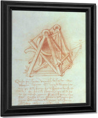 Study Of The Wooden Framework With Casting Mould For The Sforza Horse Fol. 154V From The Codex Madrid Ii C.1491 93 (Pen & Brown Ink On Paper) By Leonardo Da Vinci Fine Art Print