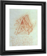 Study Of The Wooden Framework With Casting Mould For The Sforza Horse Fol. 154V From The Codex Madrid Ii C.1491 93 (Pen & Brown Ink On Paper) By Leonardo Da Vinci Fine Art Print