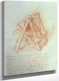 Study Of The Wooden Framework With Casting Mould For The Sforza Horse Fol. 154V From The Codex Madrid Ii C.1491 93 (Pen & Brown Ink On Paper) By Leonardo Da Vinci Fine Art Print