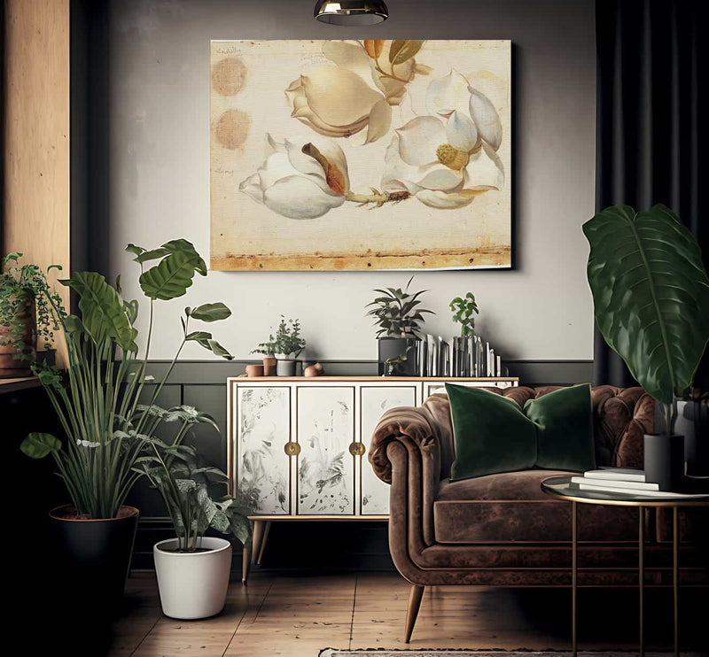 Study Of Three Blossoms Of Magnolia By Martin Johnson Heade Fine Art Print