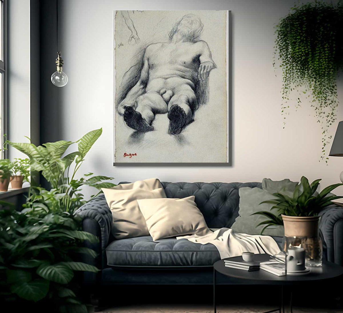 Study Reclining Male Nude 1 By Edgar Degas Fine Art Print