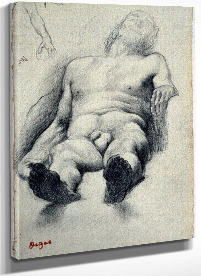 Study Reclining Male Nude 1 By Edgar Degas Fine Art Print