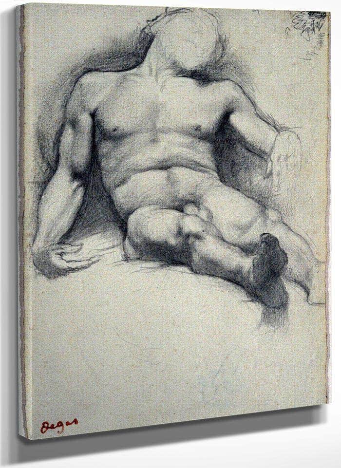 Study Reclining Male Nude By Edgar Degas Fine Art Print