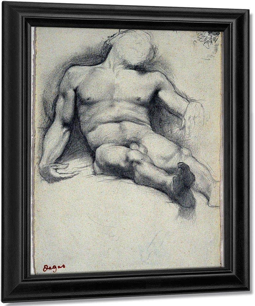 Study Reclining Male Nude By Edgar Degas Fine Art Print