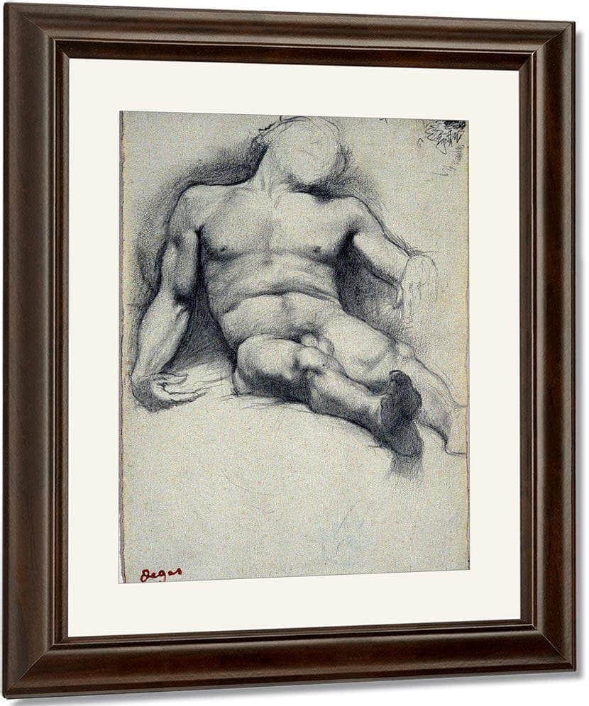 Study Reclining Male Nude By Edgar Degas Fine Art Print