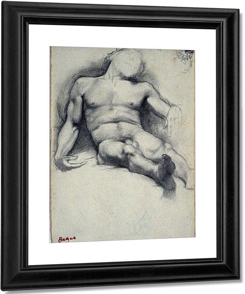Study Reclining Male Nude By Edgar Degas Fine Art Print