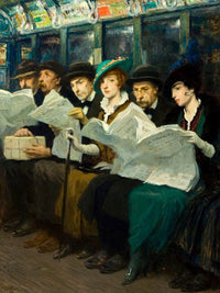 Subway Riders In New York City, Aka Evening News By Francis Luis Mora Fine Art Print