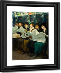 Subway Riders In New York City, Aka Evening News By Francis Luis Mora Fine Art Print