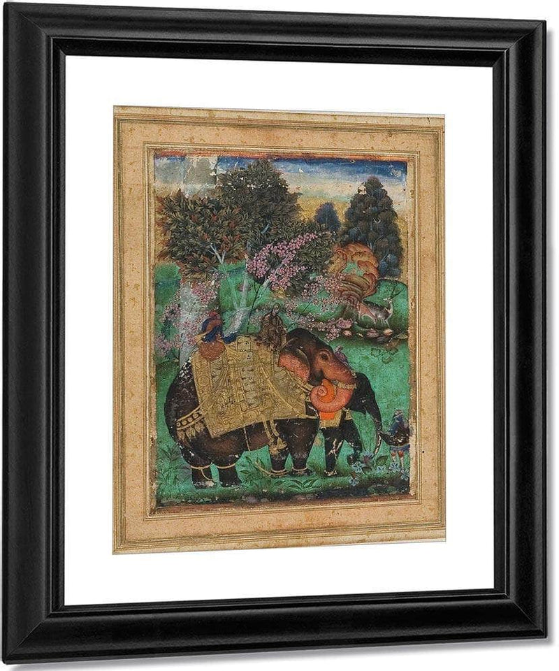 Sultan Ibrahim Adil Shah Ii Riding His Prized Elephant Atash Khan By Farrukh Beg Fine Art Print