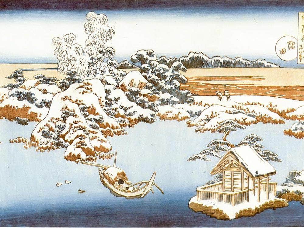 Sumida River In Snow By Hokusai Fine Art Print