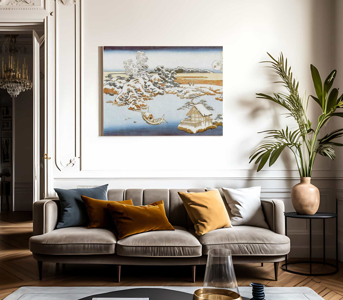 Sumida River In Snow By Hokusai Fine Art Print