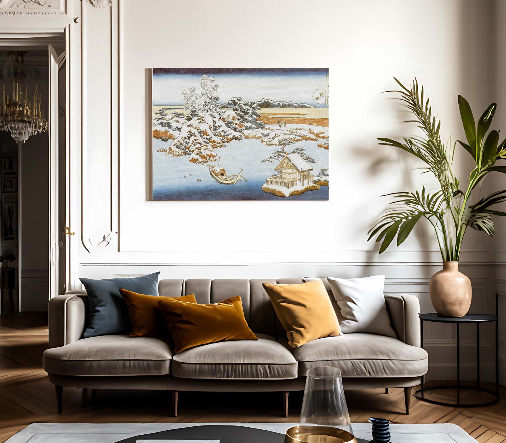 Sumida River In Snow By Hokusai Fine Art Print