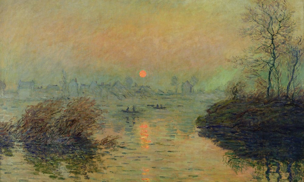Sun Setting Over The Seine At Lavacourt. Winter Effect By Claude Monet Fine Art Print