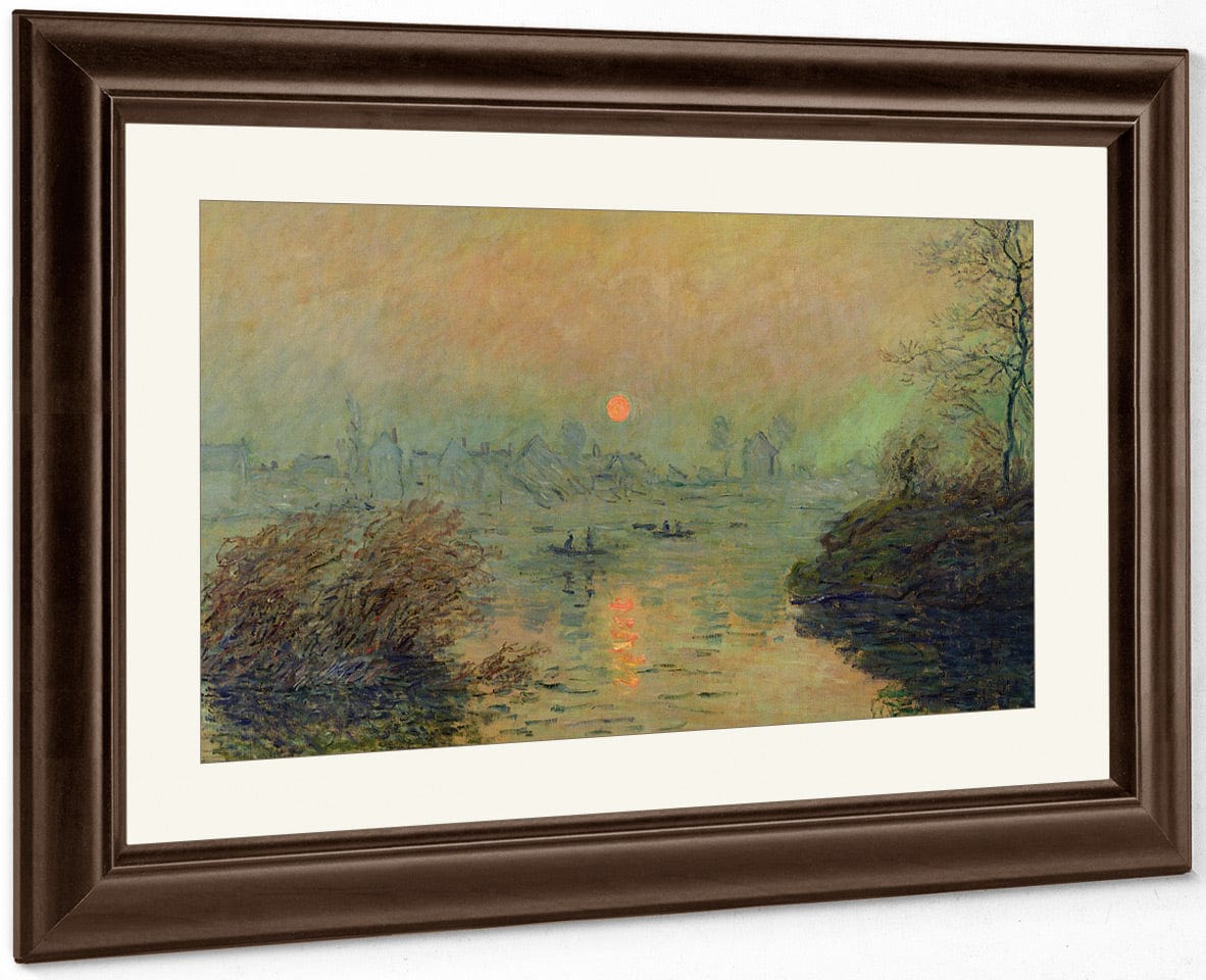 Sun Setting Over The Seine At Lavacourt. Winter Effect By Claude Monet Fine Art Print