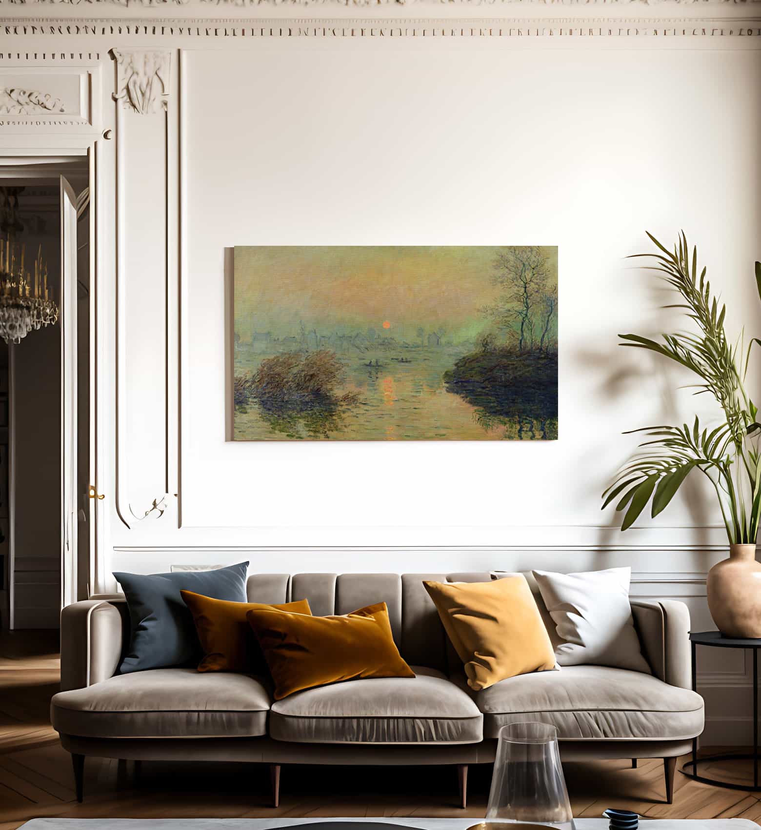 Sun Setting Over The Seine At Lavacourt. Winter Effect By Claude Monet Fine Art Print