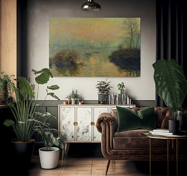 Sun Setting Over The Seine At Lavacourt. Winter Effect By Claude Monet Fine Art Print