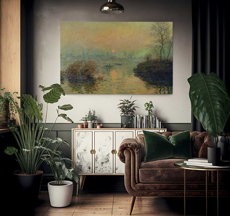 Sun Setting Over The Seine At Lavacourt. Winter Effect By Claude Monet Fine Art Print