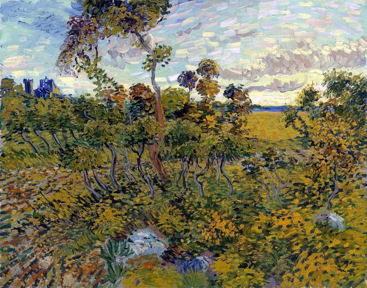 Sunset At Montmajour Painting Vincent Van Gogh Canvas Art Fine Art Print