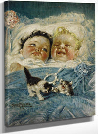 Sunshine And Rain Two Babies By Harry Roseland Fine Art Print