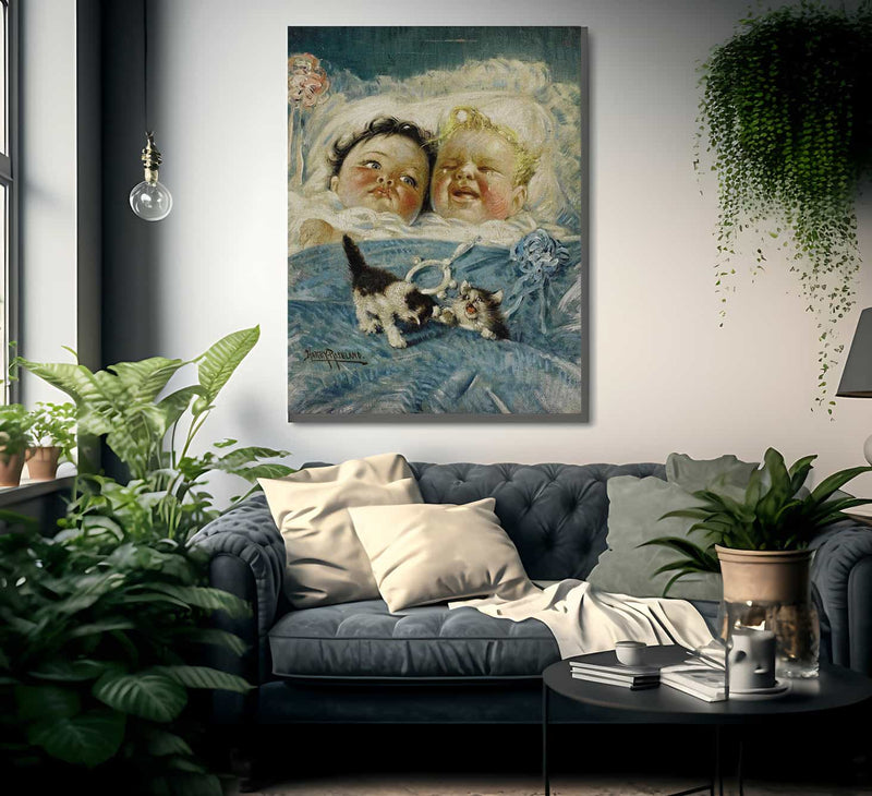 Sunshine And Rain Two Babies By Harry Roseland Fine Art Print