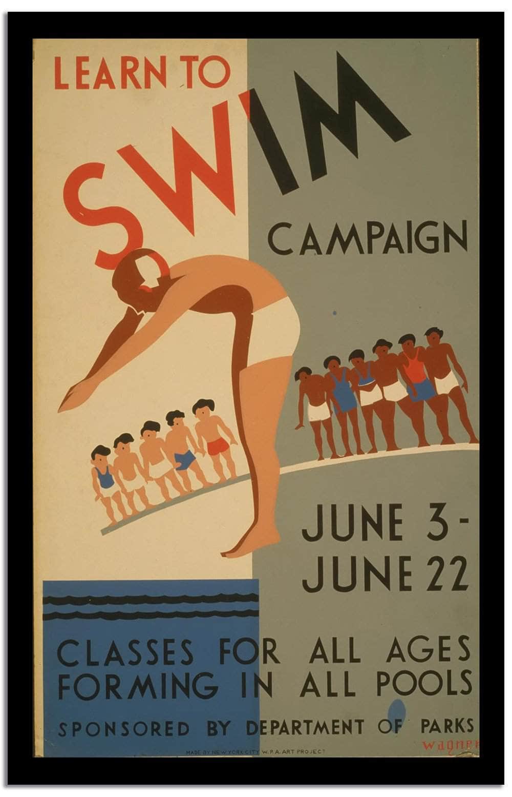 Swim  Vintage Poster Fine Art Print