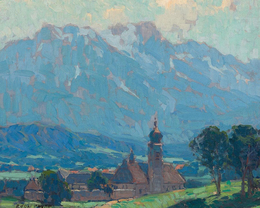 Swiss Village Scene By Edgar Payne Fine Art Print