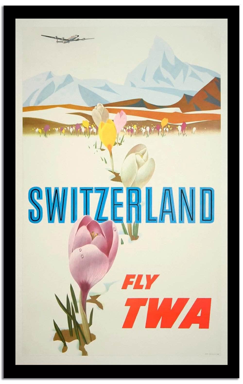 Switzerland Fly Twa  Vintage Poster Fine Art Print